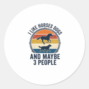 Grappig ontwerp voor paarden- en hondenliefhebbers ronde sticker