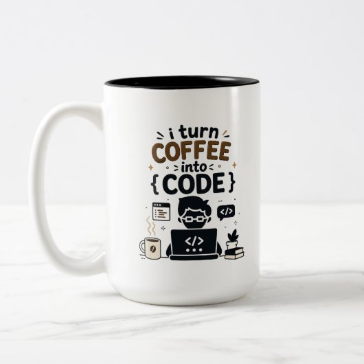 Grappig Ontwerp voor Programmeurs Tweekleurige Koffiemok (Links)