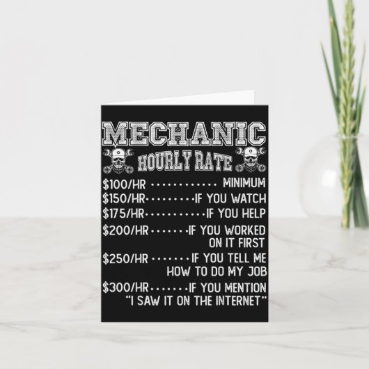 Grappig ontwerp voor uurloon grap van monteur kaart (Voorkant)