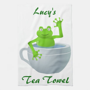 Grappig onverwacht kikker in mijn theebekertje theedoek