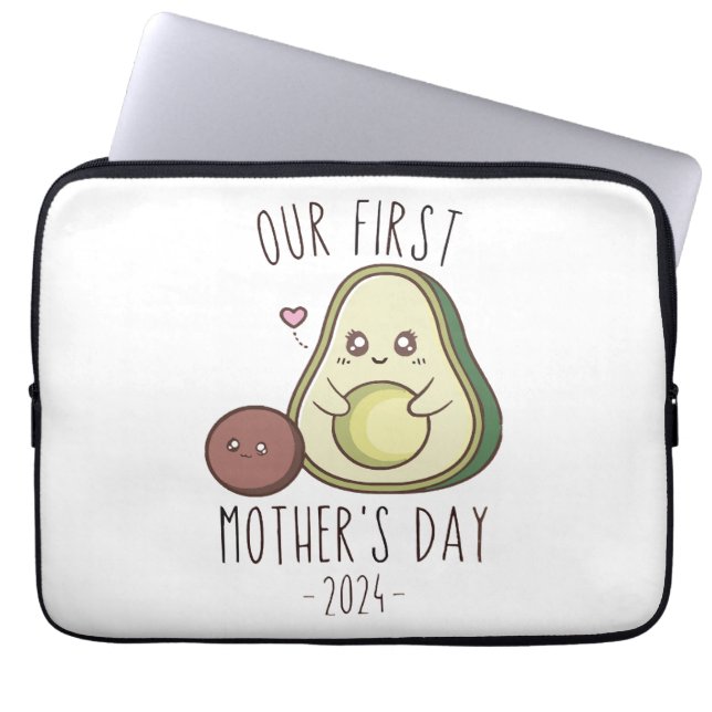 Grappig onze eerste moederdag  laptop sleeve (Voorkant)