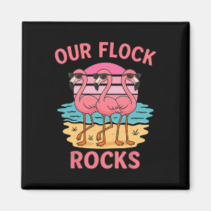 Grappig Onze Kudde Rocks Flamingo Matching Familie Magneet