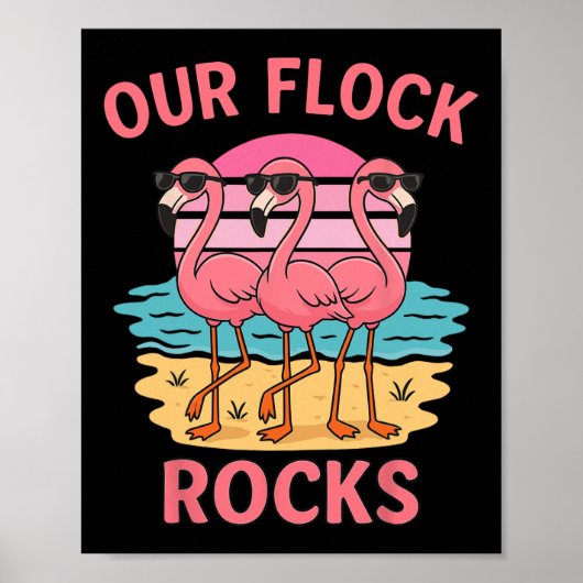 Grappig onze kudde rotsen flamingo bijpassende fam poster (Voorkant)