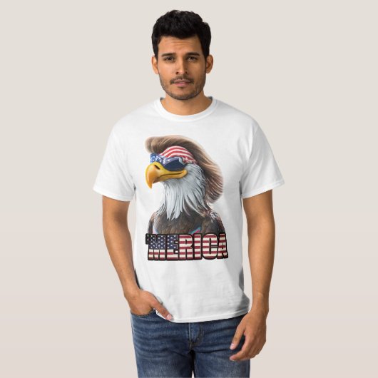 Grappig op 4 juli: American Bald Eagle en Mullet T-shirt (Voorkant volledig)