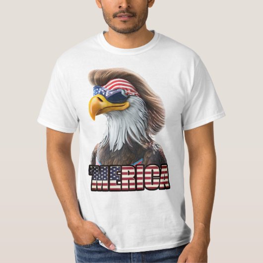 Grappig op 4 juli: American Bald Eagle en Mullet T-shirt (Voorkant)