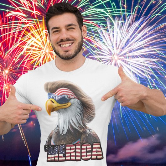Grappig op 4 juli: American Bald Eagle en Mullet T-shirt