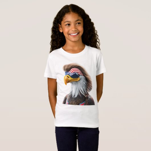 Grappig op 4 juli: American Bald Eagle en Mullet T-shirt (Voorkant volledig)