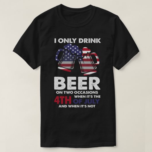 Grappig op 4 juli Beer Lovers American Distress T-shirt (Design voorkant)