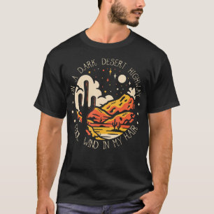 Grappig op donkere woestijnen snelweg - koele wind t-shirt