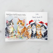 Grappig Op Maat Gemaakt Familie Waterverf Kat Kers Kaart (Binnen)