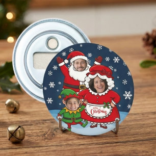 Grappig op maat gemaakt gezicht familie van 3 Kers Button Flesopener