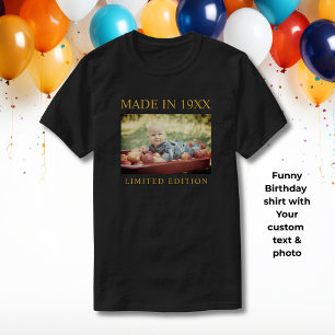 Grappig op maat gemaakte foto verjaardag vintage b t-shirt