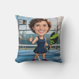 Grappig op maat gemaakte hoofd blauw court karikat kussen