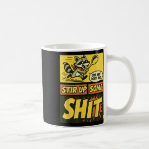 Grappig op weg om wat vuilnispandachaos op te stok koffiemok