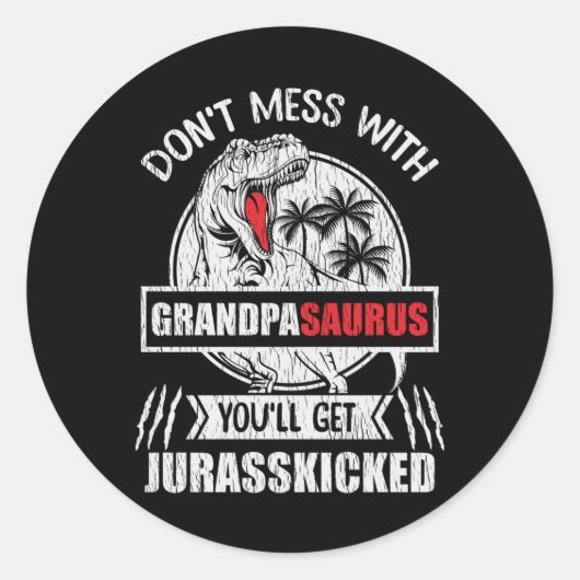 Grappig Opa Dinosaur Geschenk Grandpasaurus Dino Ronde Sticker (Voorkant)