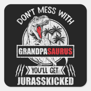 Grappig Opa Dinosaur Geschenk Grandpasaurus Dino Vierkante Sticker