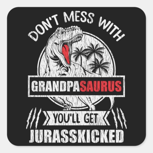 Grappig Opa Dinosaur Geschenk Grandpasaurus Dino Vierkante Sticker (Voorkant)