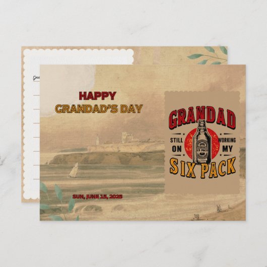 Grappig Opa Six Pack Briefkaart - Vaderdag (Voorkant / Achterkant)