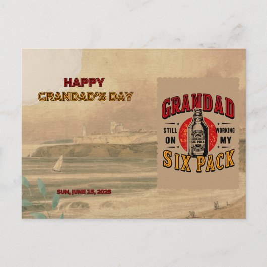 Grappig Opa Six Pack Briefkaart - Vaderdag (Voorkant)