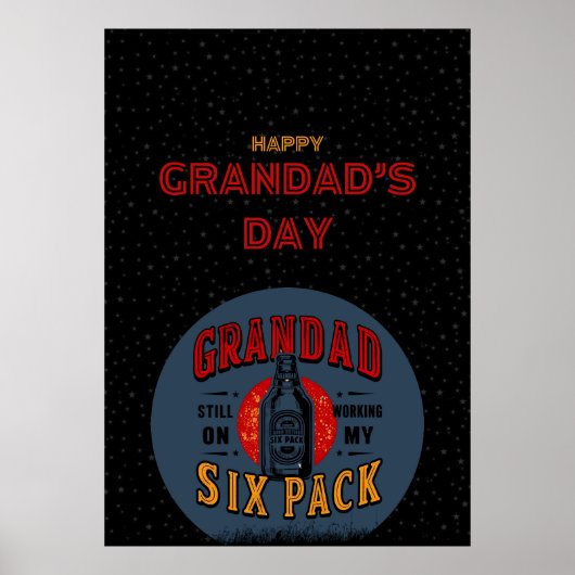 Grappig Opa Six Pack Poster - Vaderdag Beer (Voorkant)