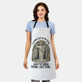 Grappig Opgstanding Grotten Vintage Gravure Shirt  Schort (Gedragen)