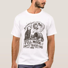 Grappig Opossum Volle Maan, Lege Vuilnisbakken Shi T-shirt