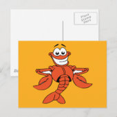 Grappig ORANJE CARTOON LOBSTER glimlachend vrolijk Briefkaart (Voorkant / Achterkant)