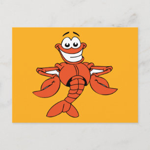 Grappig ORANJE CARTOON LOBSTER glimlachend vrolijk Briefkaart