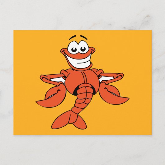 Grappig ORANJE CARTOON LOBSTER glimlachend vrolijk Briefkaart (Voorkant)