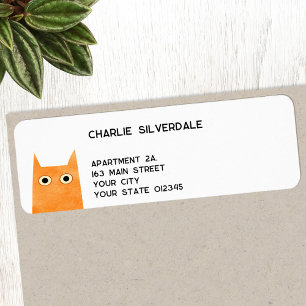 Grappig Oranje Cat Retour Adres Etiket