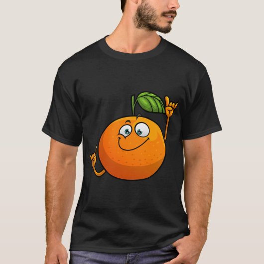 Grappig Oranje Fruit Novelty Design voor Mannen Vr T-shirt (Voorkant)