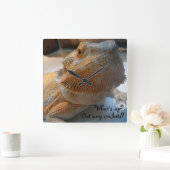 Grappig Oranje gebogen draak Afdrukken sluiten Vierkante Klok (Huis)