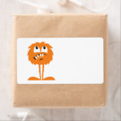 grappig oranje harig monster etiket (Insitu)