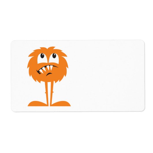 grappig oranje harig monster etiket (Voorkant)
