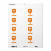 grappig oranje harig monster etiket (Full Sheet)