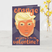 Grappig Oranje Hart Donald Trump | Valentijnsdag Kaart (Gele Bloem)