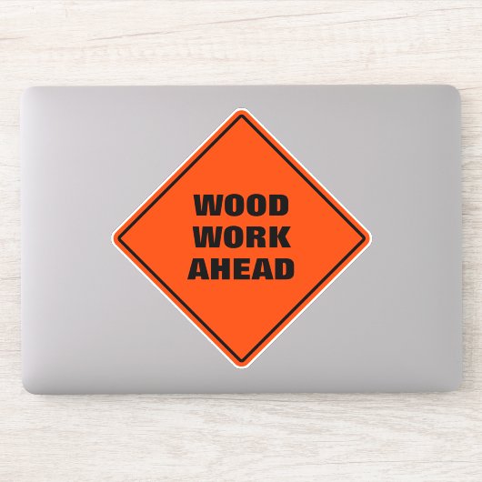 Grappig oranje hout: voorzichtig wegteken sticker (Computer)