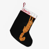 Grappig Oranje Kat met aangepaste tekst Kleine Kerstsok (Voorkant (Hangend))