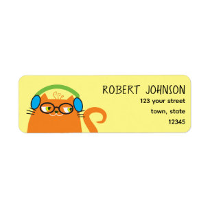 Grappig Oranje Kat Retouradres Etiket