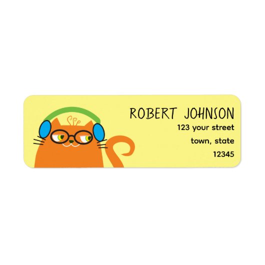 Grappig Oranje Kat Retouradres Etiket (Voorkant)