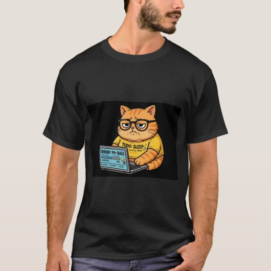 Grappig Oranje Katten T-shirt voor Programmeurs (Voorkant)