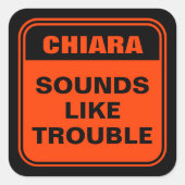 Grappig oranje klinkt als een waarschuwingsteken vierkante sticker (Voorkant)