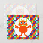 Grappig Oranje monster met heldere kleurenblokken Briefkaart (Voorkant / Achterkant)