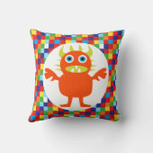 Grappig Oranje monster met heldere kleurenblokken Kussen (Achterkant)