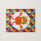 Grappig Oranje monster met heldere kleurenblokken Legpuzzel (Horizontaal)