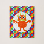 Grappig Oranje monster met heldere kleurenblokken Legpuzzel<br><div class="desc">Grappig Oranje Monster Creature Bright Color Blocks Producten.</div>