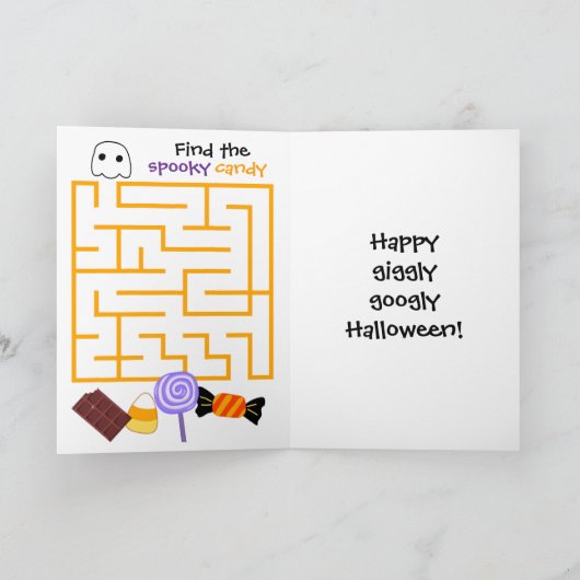 Grappig Oranje Snoep Maze Halloween Kaart (Binnen)