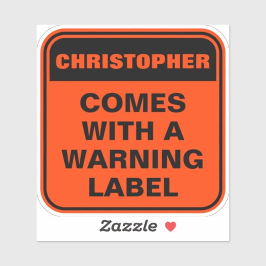 Grappig oranje waarschuwingslabel om voorzichtighe sticker (Vel)