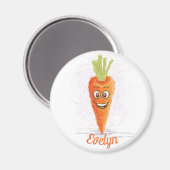 Grappig oranje worteltrekken met naamkoelkast magneet (Voorkant / Achterkant)