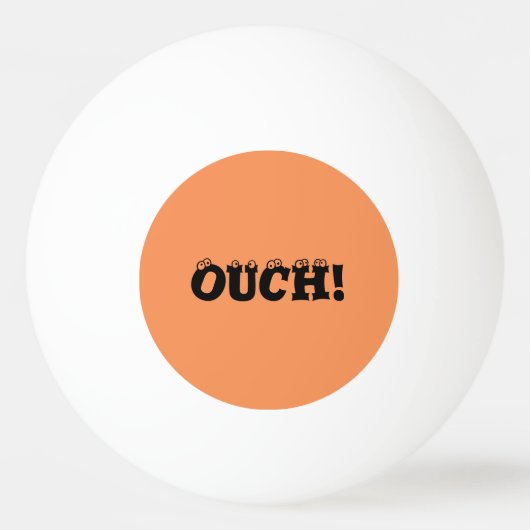 Grappig "ouch!" Oranje en gele pingpongbal (Voorkant)